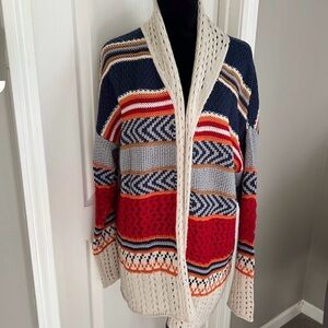 Colorful Striped Knit Cardigan XL Lovemarks